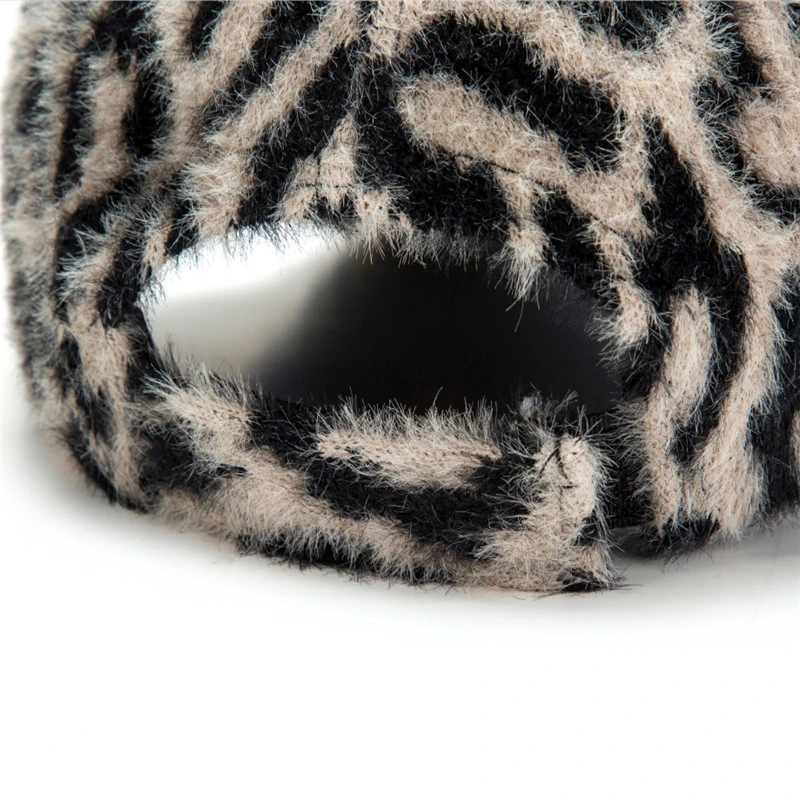 Mode hiver: Leopard Imprimer Casquette de baseball brodée de velours Cap Vintage Papa Hat