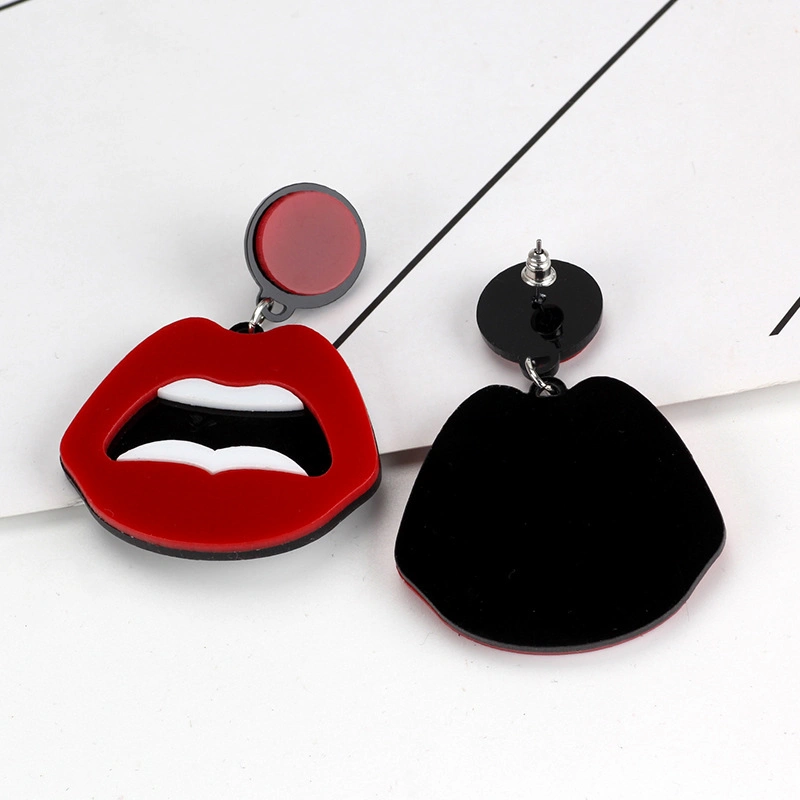 Mode New Design Schmuck für Frauen Sexy Lippen mit Acryl Extragroße Ohrstecker Mit Haken