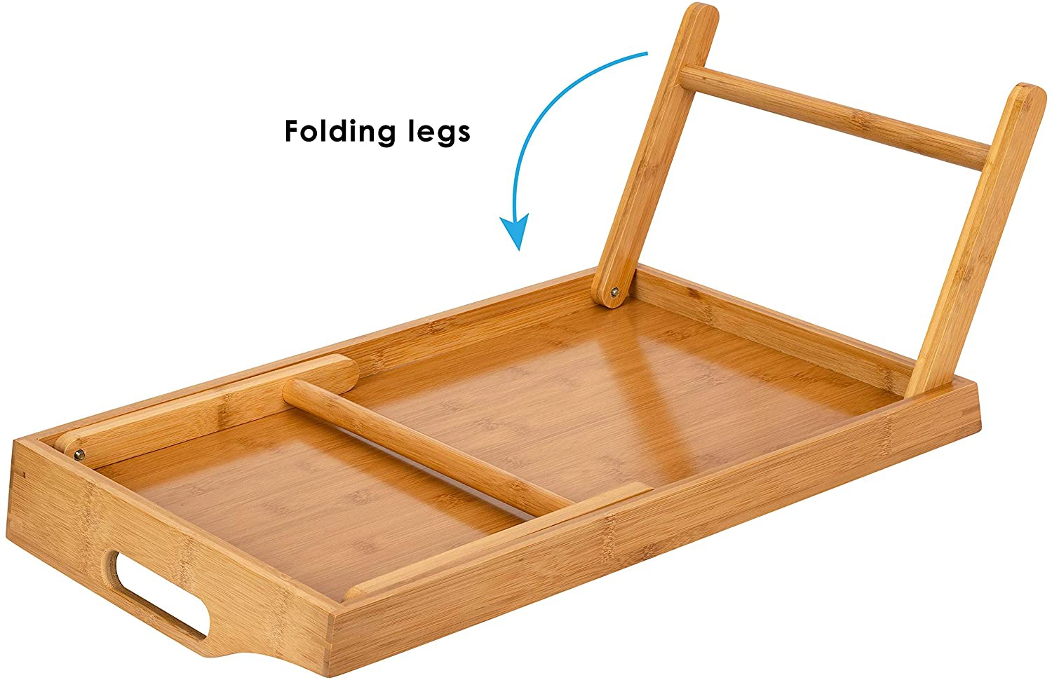 Natural Bamboo Media Bed Folding Tray with Phone Holder Fits up to 17.3 Inch Laptops and Most Tablets