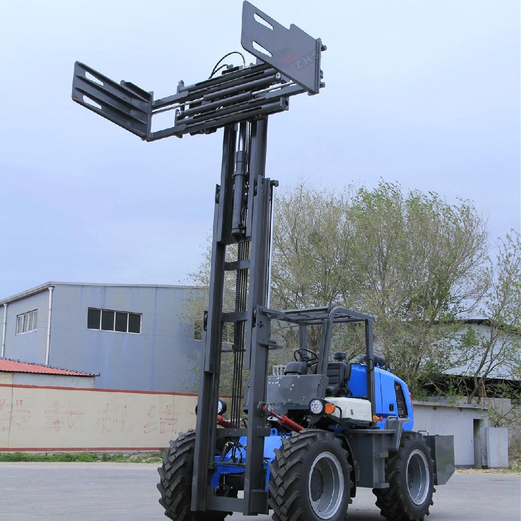 China 4X4 Drive Forklift de la carretera tracción a las cuatro ruedas todos Equipo de manipulación de la carretilla elevadora de terreno 6 M manipulación de almacén aplicable