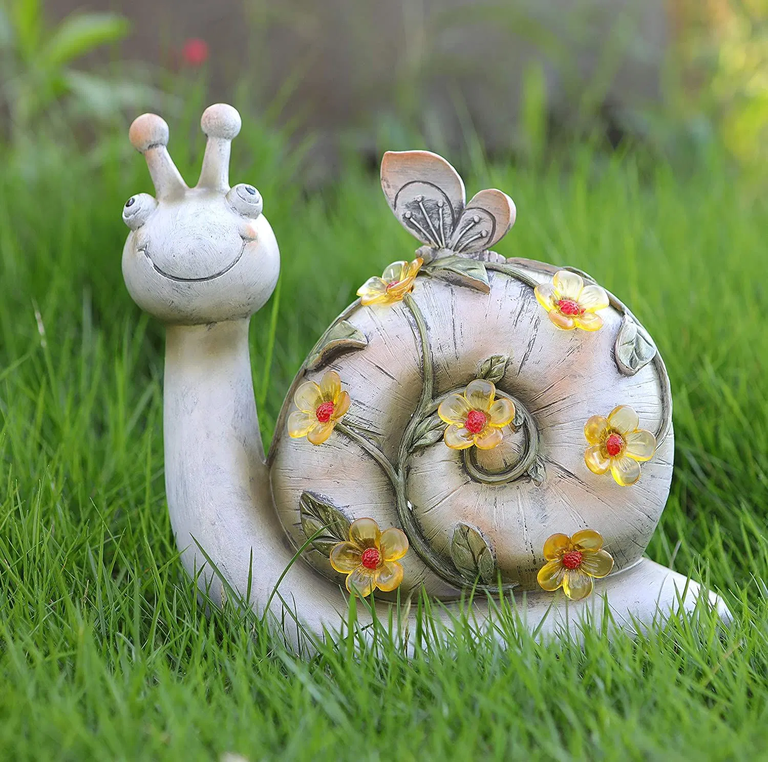 Polyresin/Resin Solar Lights Solar Snail Lights Solar Garden Statue Lights Outdoor Snail Solar Powered Lights for Lawn Yard