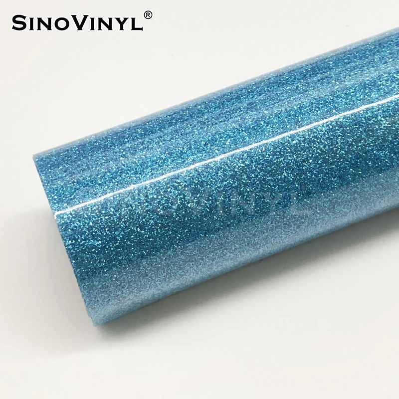 SINOVINYL Glitter HTV Heat Transfer Vinyl Rolls 0.5x25M HTV Vinyl Shirts Glitter Iron on Film