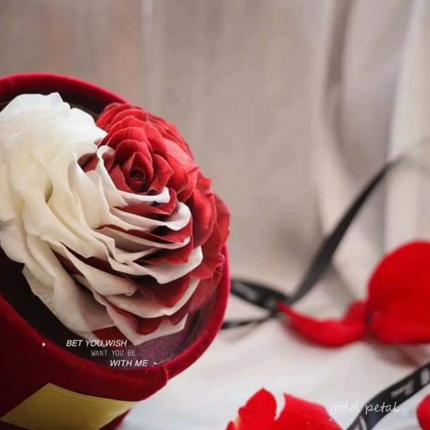 Comercio al por mayor grado de una mezcla de color rojo y blanco preservado la eterna Rosas Caja de regalo para la hermosa decoración