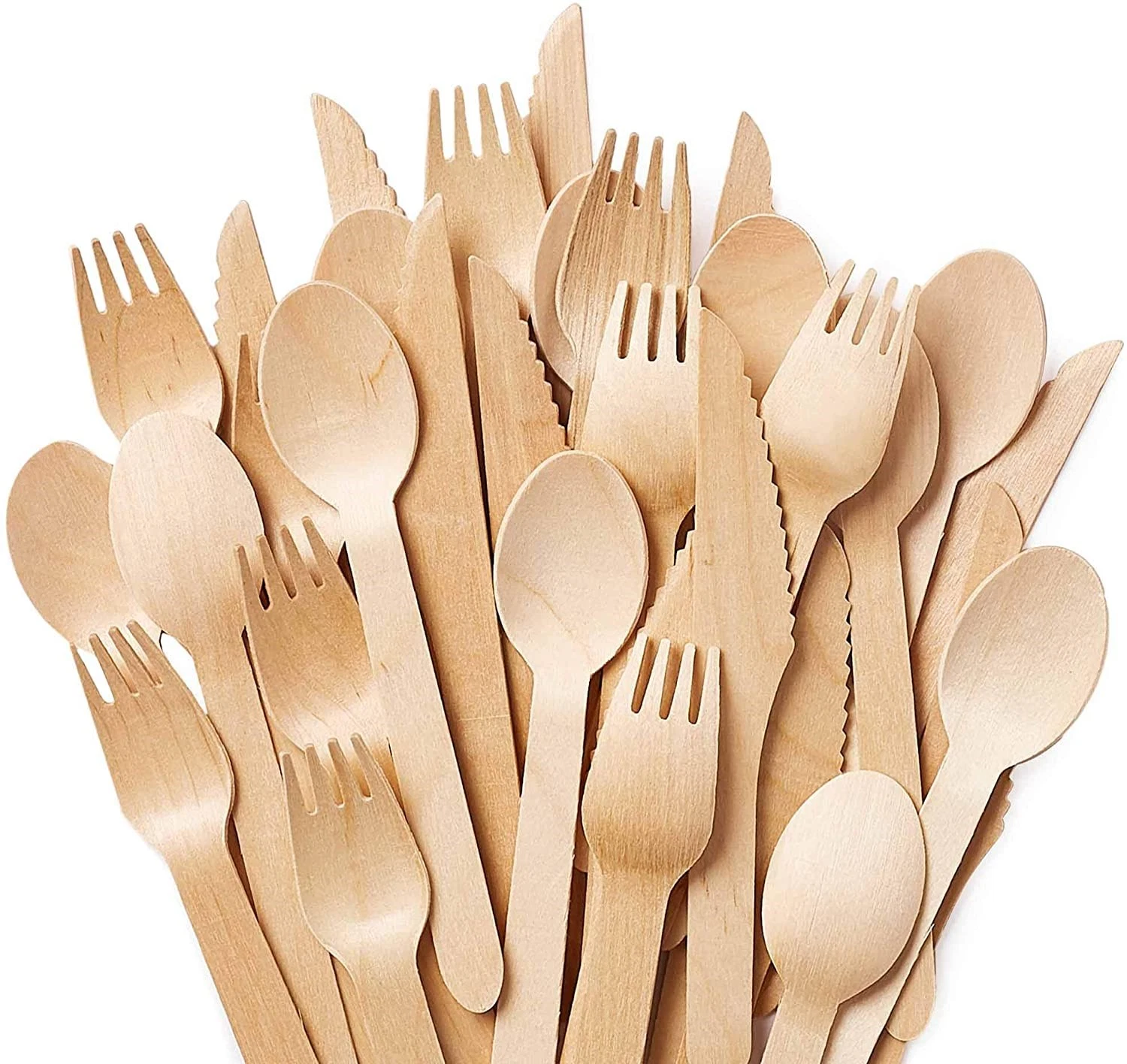 Disposable Bamboo Wooden Cutlery Set Eco Friendly for Travel and BBQ Camping