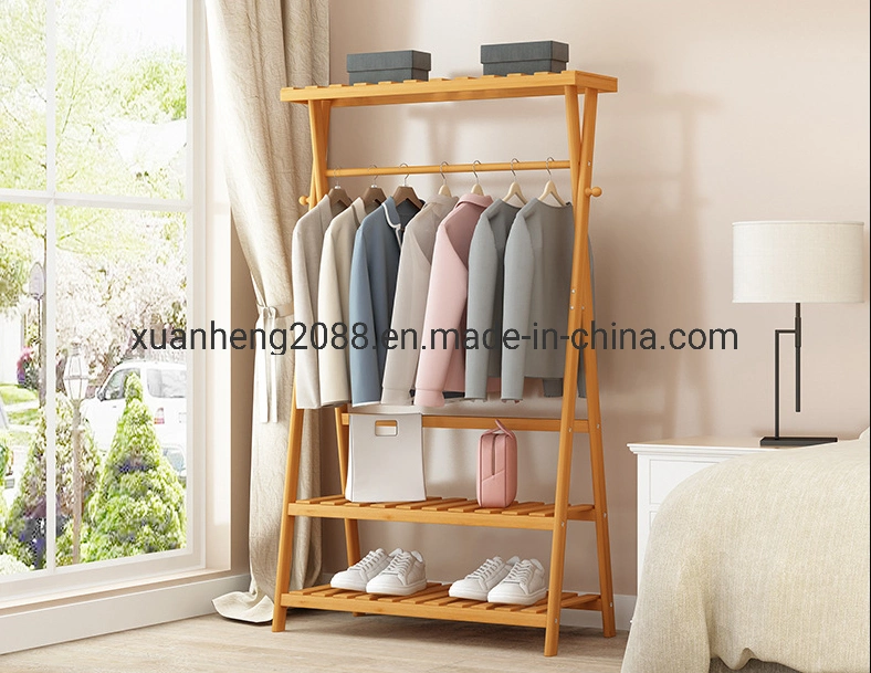 Bamboo Folding Plant Rack Hanging Shelf Clothes Drying Storage Rack