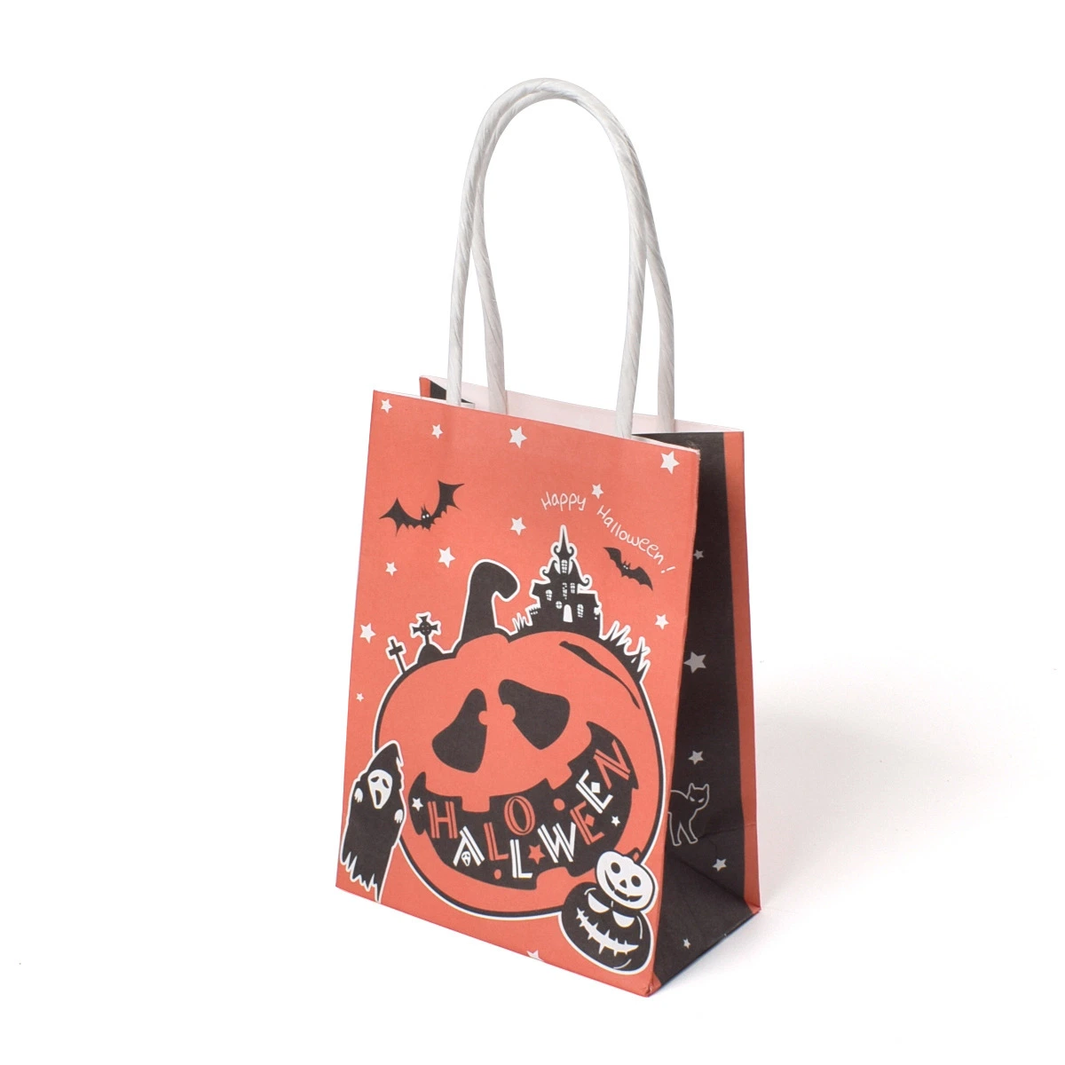 Personalización de la demanda de reciclaje bolsa de papel Boutique tiendas de juguetes de Halloween dulces embalaje bolsa de papel de regalo