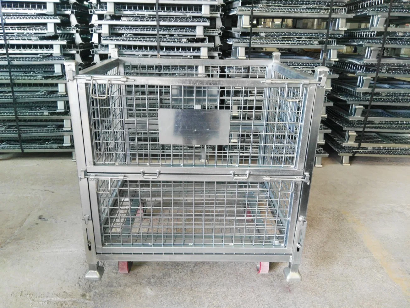 Heavy Duty Galvanized Mesh Pallet Container Cage with Wheels