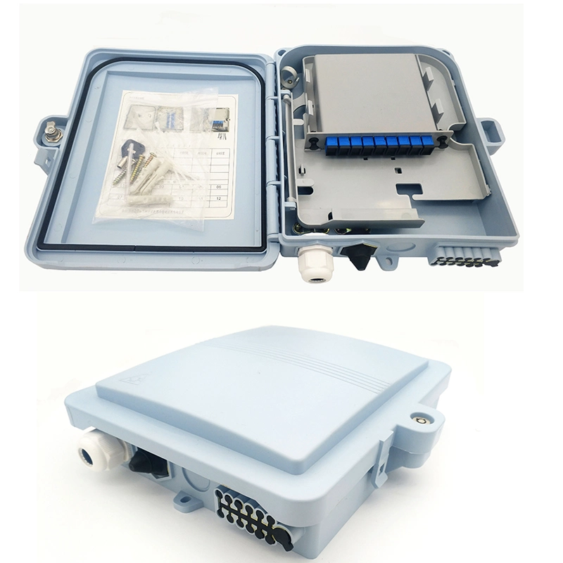 FTTH Fiber Optic Distribution Box 12 Cores High Strength Plastic Outdoor/Indoor FTTH Terminal Box with Splice Tray