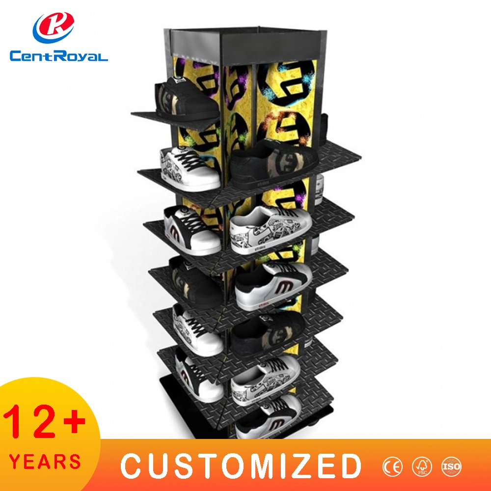 Custom Holz Kleidung Sandal Regal Laufschuh Display Rack Schwer Duty Metal Sport Shop Slipper Sneaker Display für Basketball Store Bodenstativ