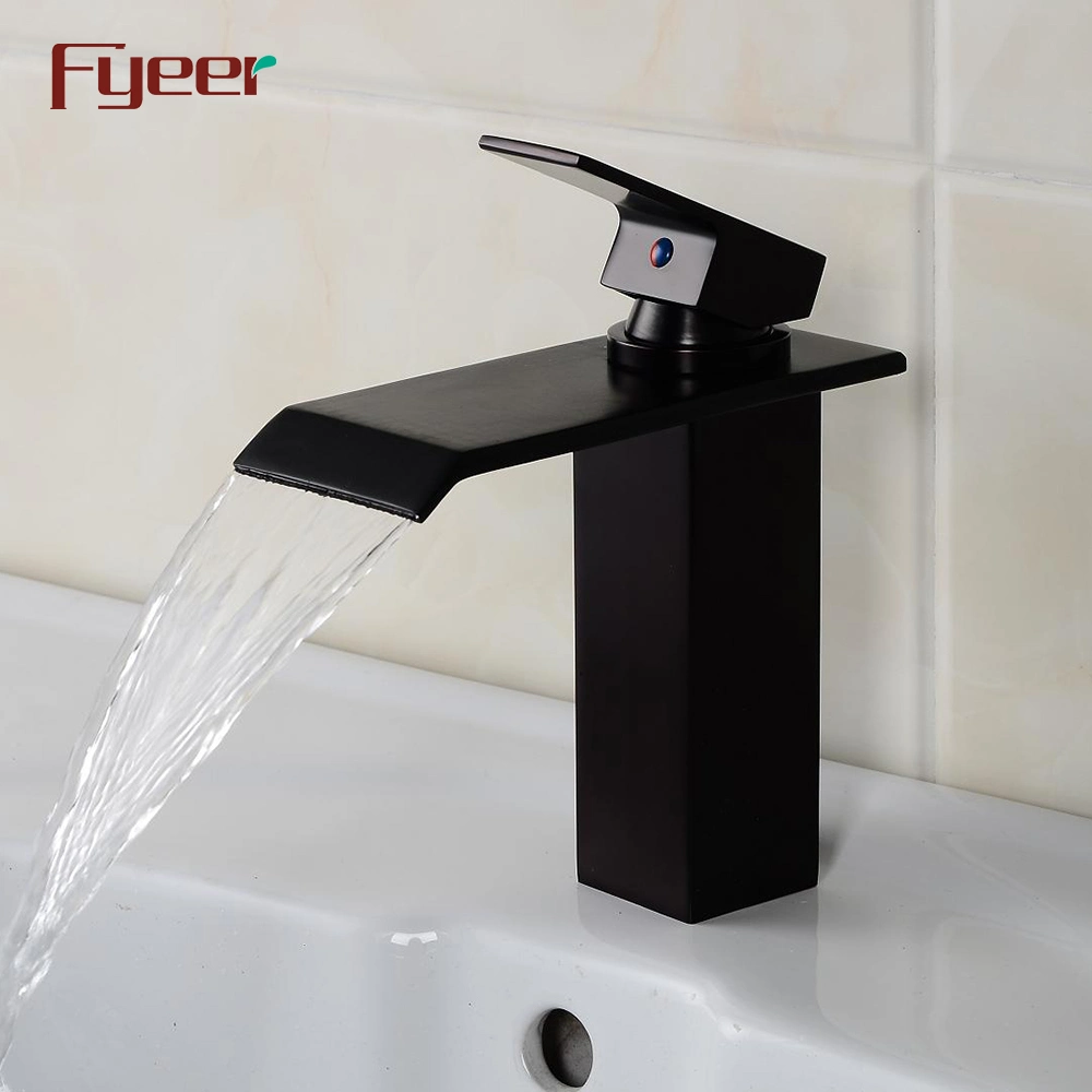 Fyeer Black Orb Waterfall Basin Faucet Bathroom Water Tap Mixer