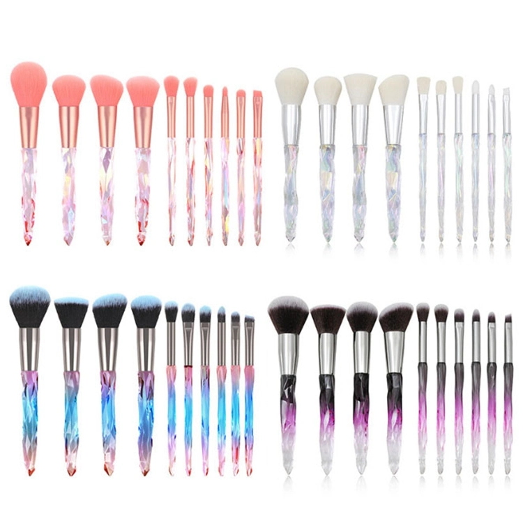 Private Label Bling Makeup Brushes 10PCS Shiny Crystal Diamond Foundation Brush Set