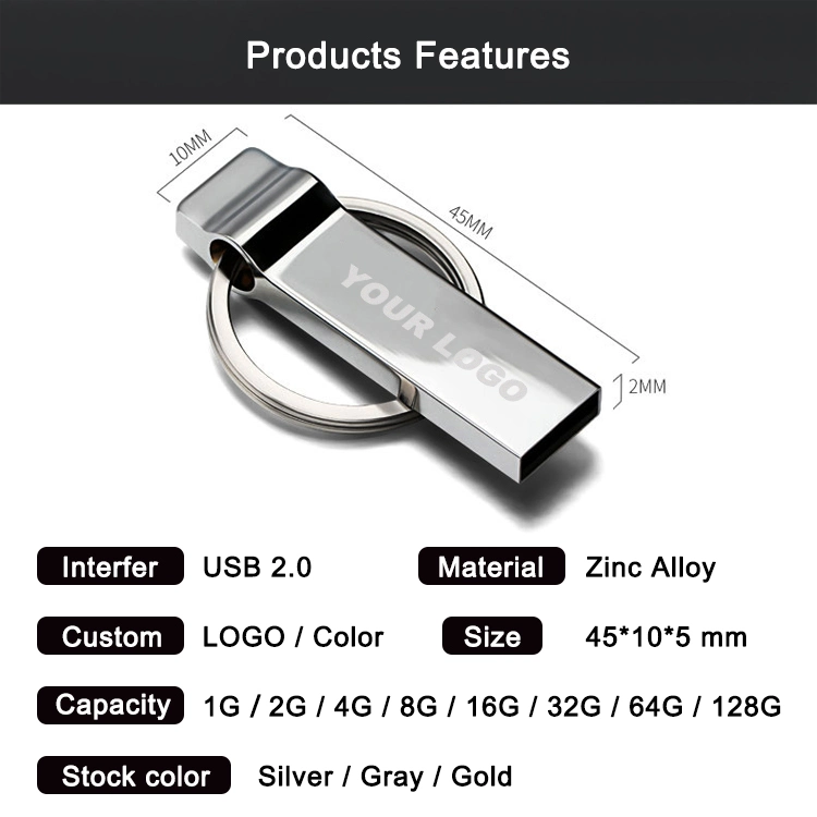 Mirror Silver Metal Mini Metal Pen Drive 16GB 32GB 128GB Memoria USB Custom Logo Memory Sticks Cle Bluetooth USB Flash Drive