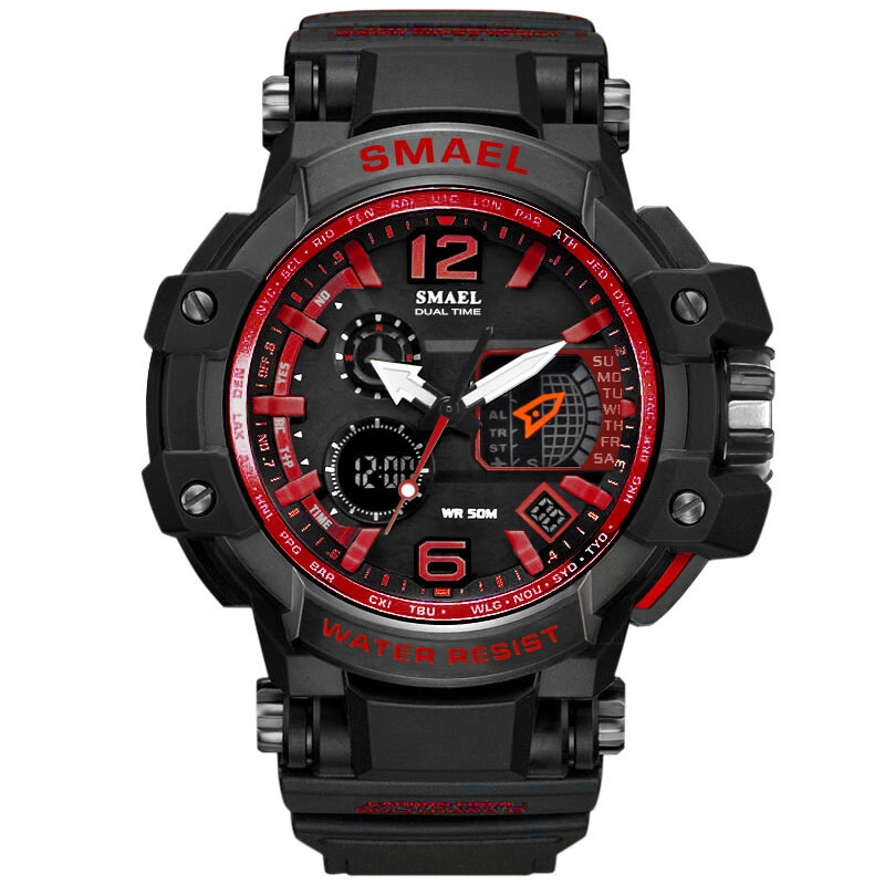 Leisure Outdoor Electronic Watch Korean Edition Trendy Waterproof Sports Multifunctional Gift Watches Red