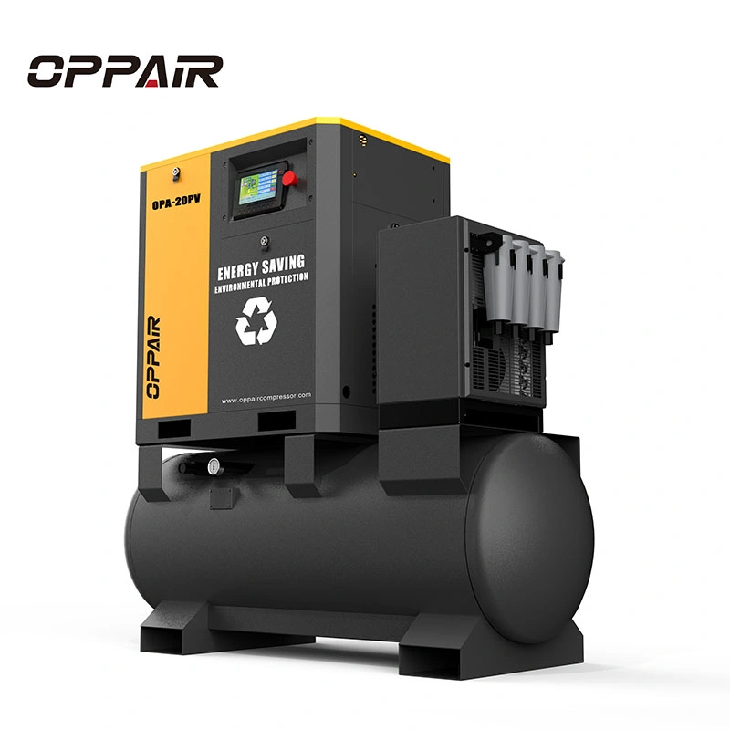 Oppair Industrial Silent Electrical Portable 15kw 20HP Rotary Screw Air Compressor with Dryer, Tank and Filters