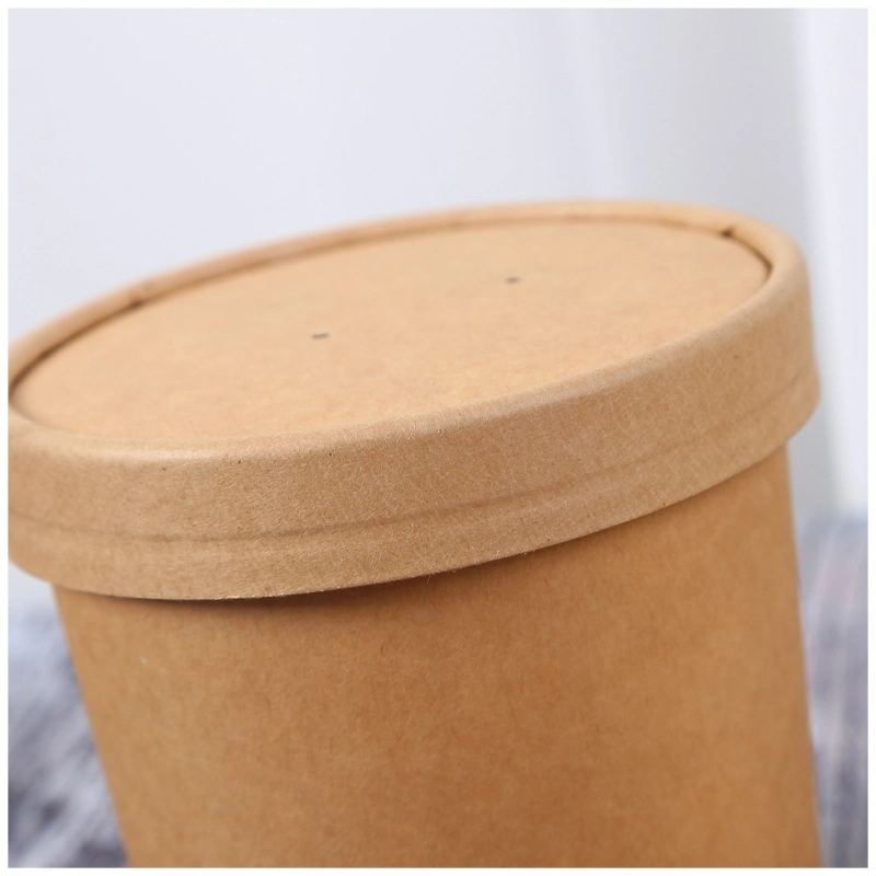 Soupe de barils de papier personnalisés avec les couvercles de Papier papier brun bol de soupe soupe Kraft tasse jetable