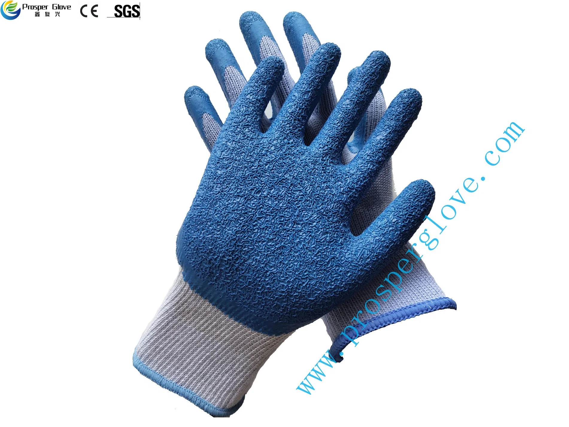 Calibre 10 Revêtement de paume en latex de coton fini de travailler ondulée Gants industriels