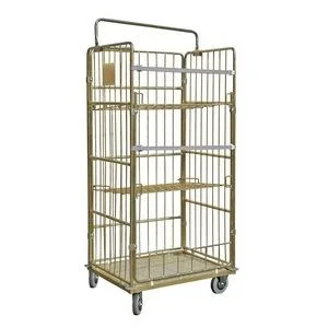 Standard Galvanized Shelf Collapsible Security Storage Table Trolley