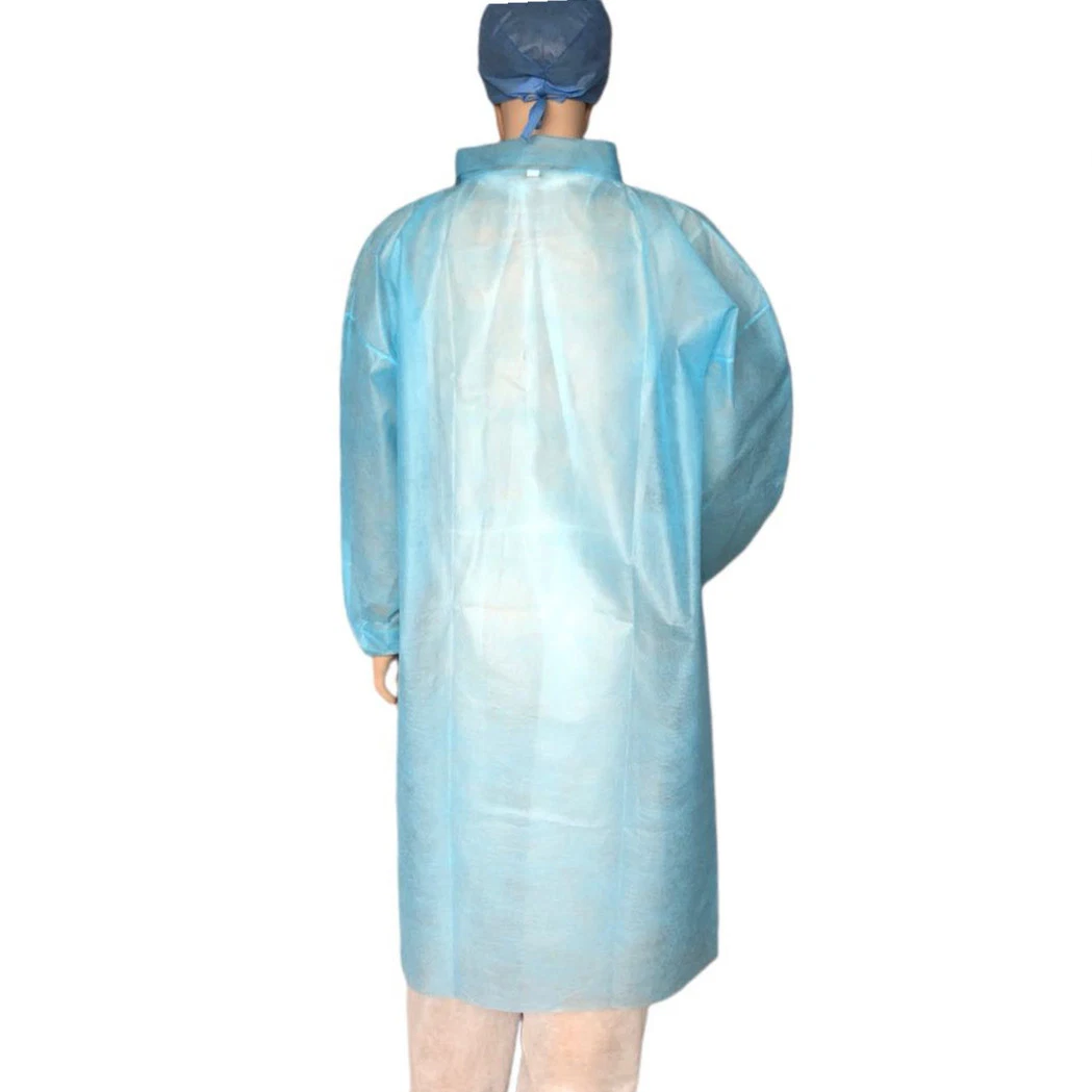 Spp Cheap Non-Woven Lab Coats with Elastic Cuffs