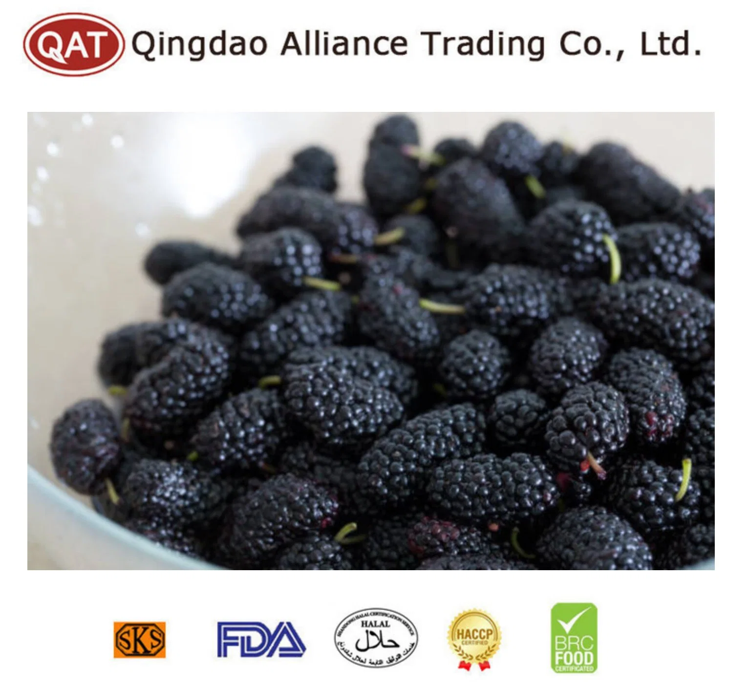 100% Natural Organic Bulk IQF Fruits Frozen Mulberry Whole From China