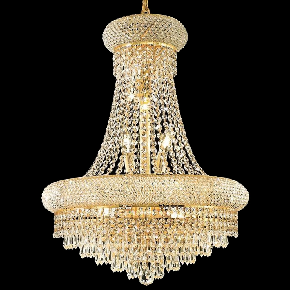 Professional Custom Design Indoor Decoration Lighting Hotel Project LED Sliver Gold Empire Crystal Chandelier