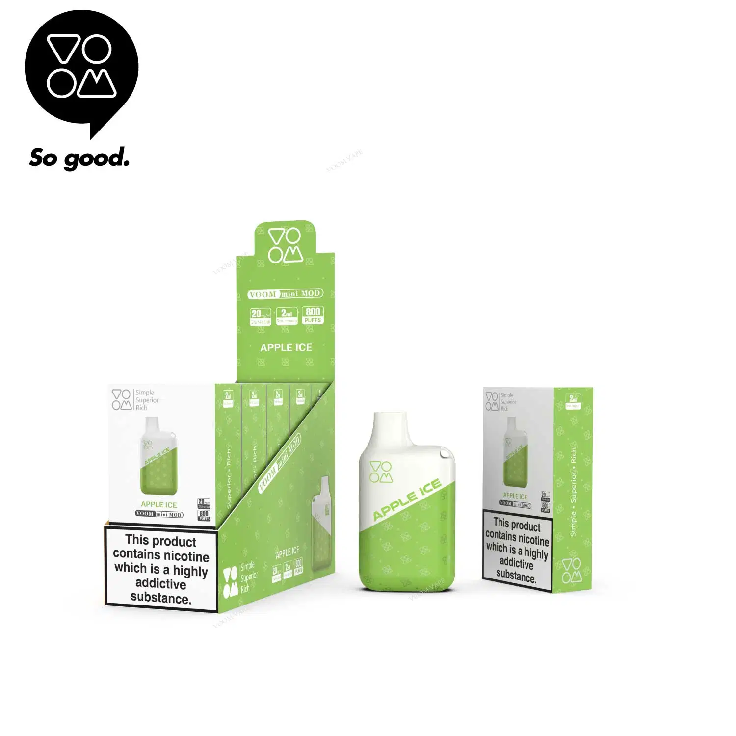 Voom Mini Mod Wholesale/Supplier vape 800puff 500mAh Battery Mesh Coil Disposable/Chargeable Vape Pen