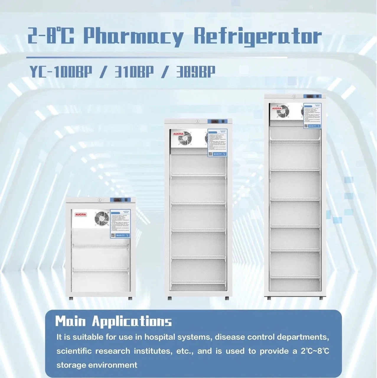 Frigorífico farmacêutico 2-8 graus vacina armazenamento frigorífico médico congelador