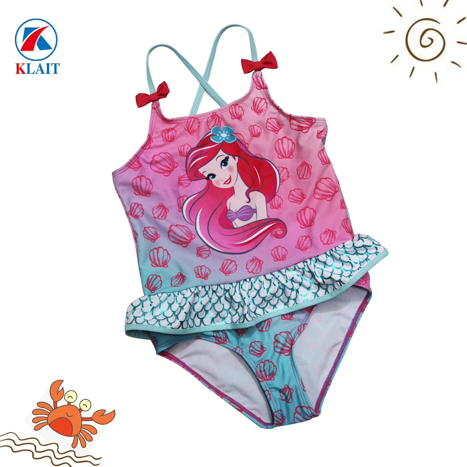 لطيف الفتيات الأطفال الصغار الأطفال الأميرة الصيف أزياء السباحة الرضع ملابس سباحة من قطعة واحدة مع قوس