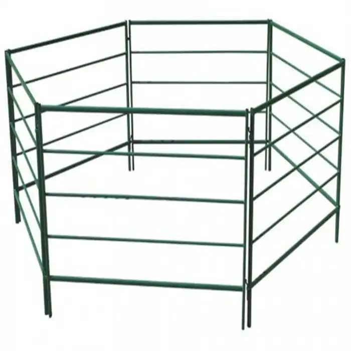 12 FT Heavy Duty Livestock Cattle Corral Fence and Horse Round Pen Panels Farm Fence USA Metal Steel Sliver 5 or 6 Bars