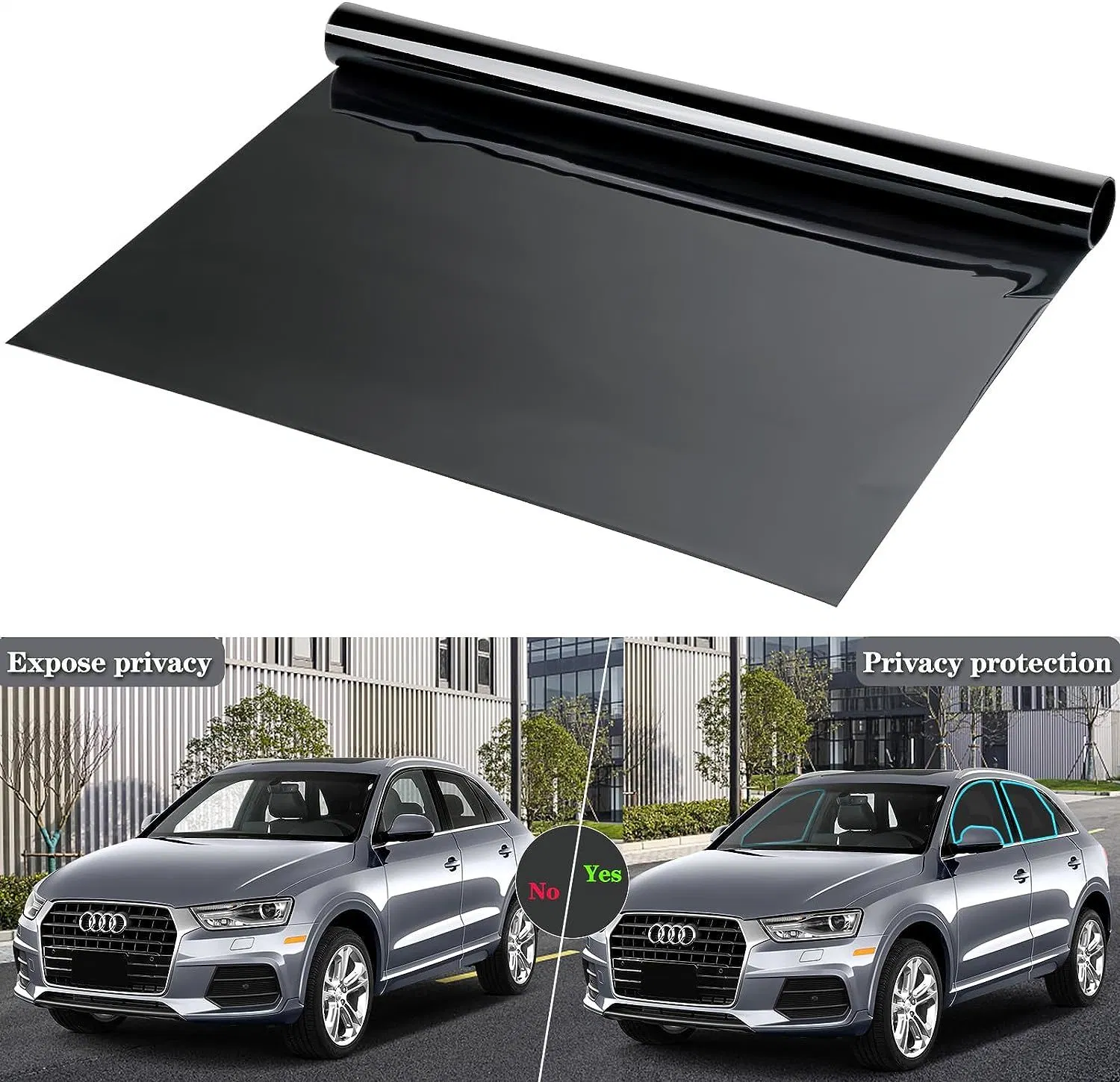 Black Smart Film Car Window Tint Sticker Sunscreen Electric Tint Film 50%