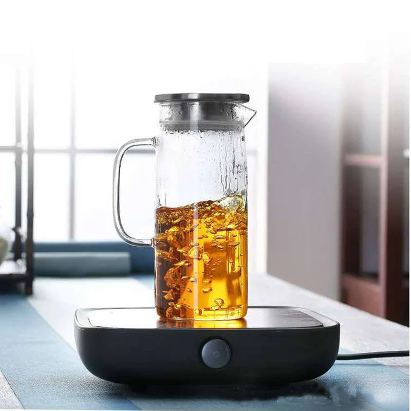 High quality/High cost performance  Large Capacity Glass Kettle with Wooden Lid for Juice Lemon Water Iced Tea Kettle Glass for Ice Tea Glass Water Bottle