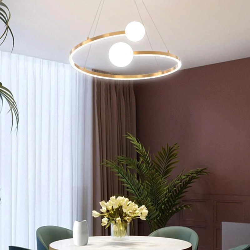 Nordic Lamp Modern LED Pendant Lights for Dining Room Living Room Shop Circle Chandelier (WH-MI-299)