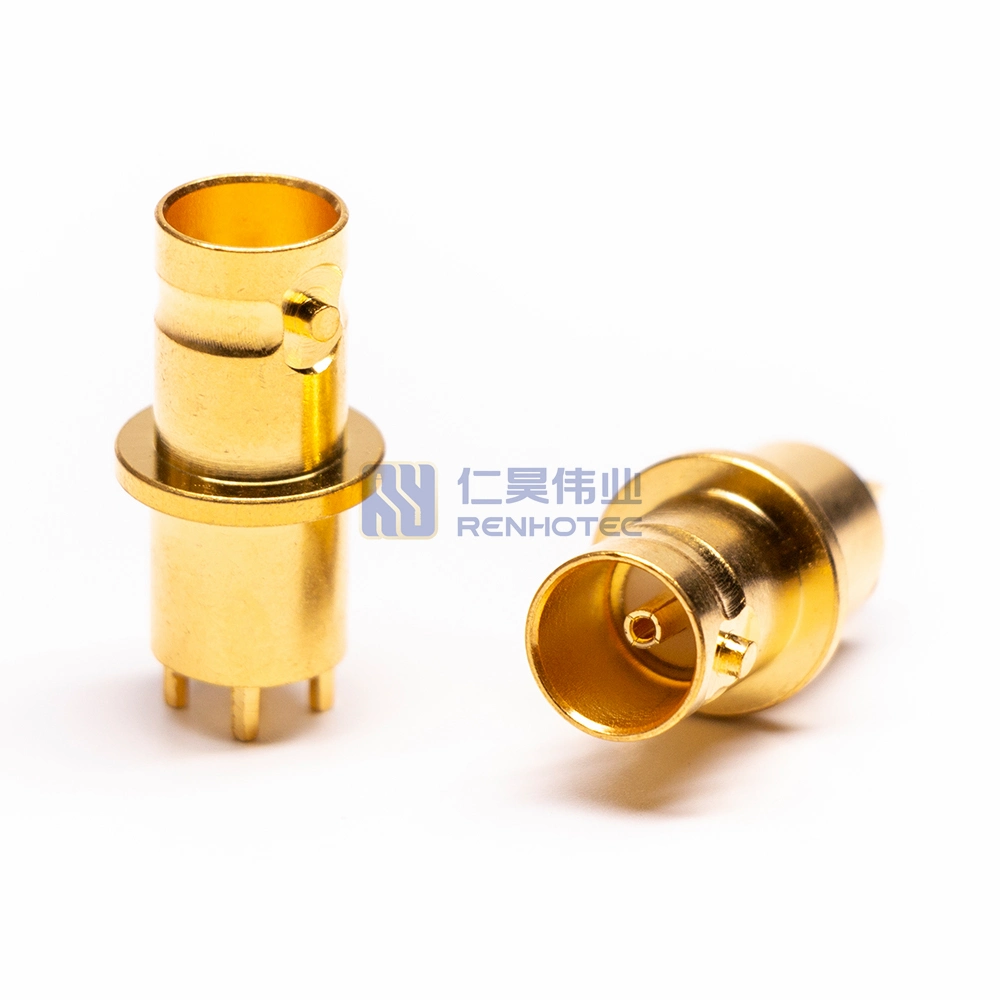 Gold Plated Coaxial Straight 75 Ohm BNC Female Connector for PCB