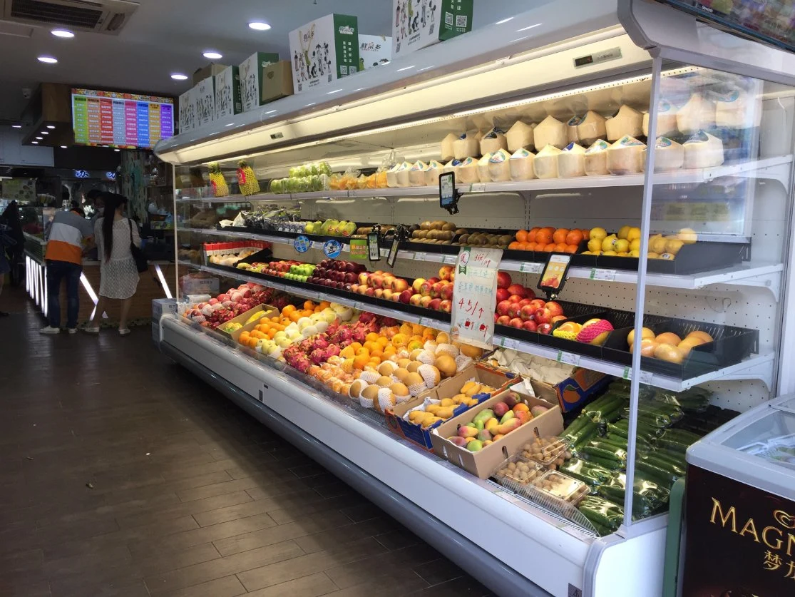 Open Chiller Obst Gemüse Kühlschrank Kühlraum Gefrierschrank für Supermarkt