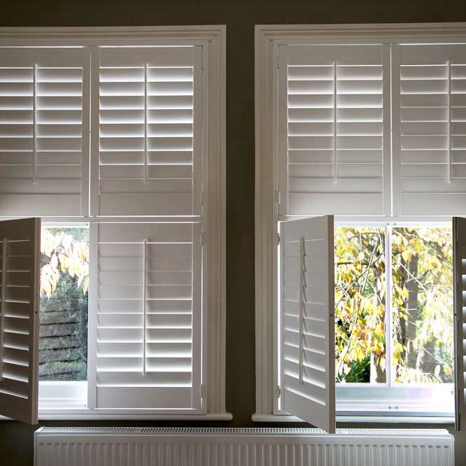 White Color Indoor Vinyl Plantation Shutters with Long Life Time