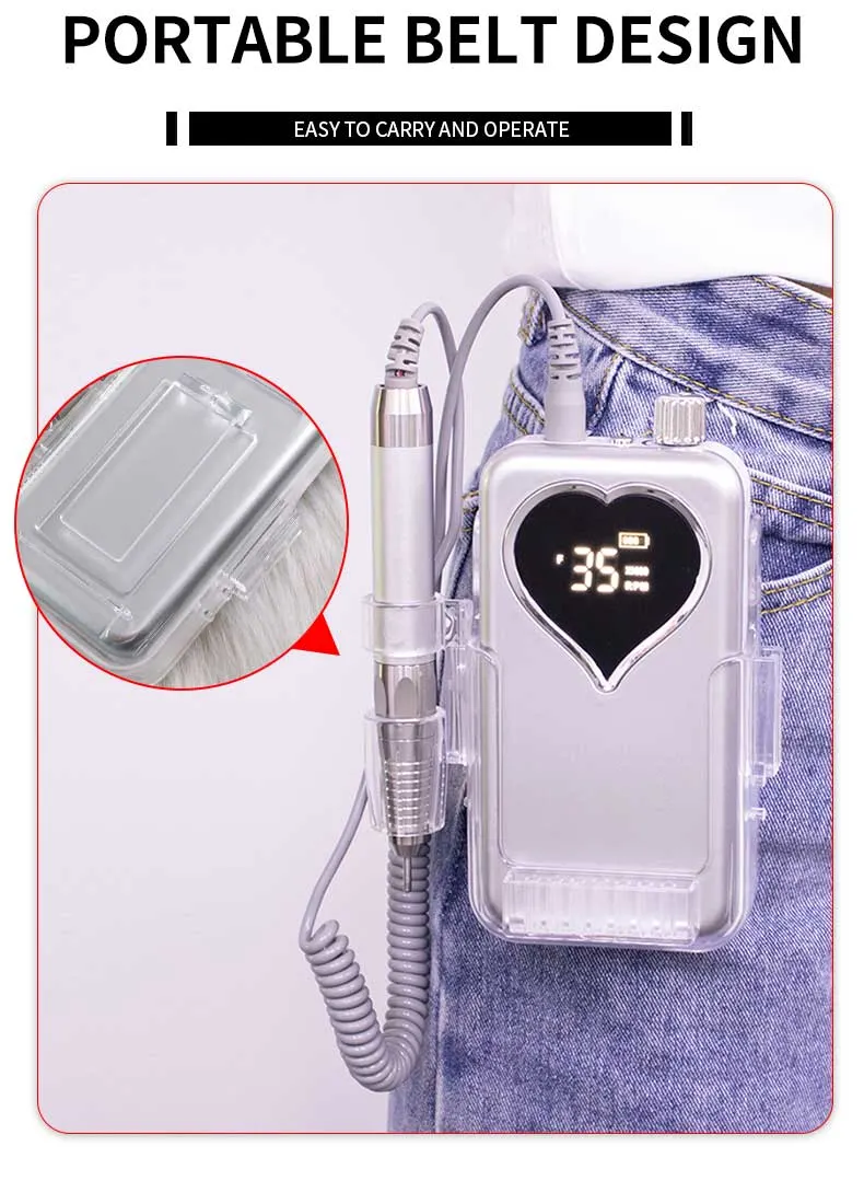 Professional Manicure Pedicure Kit Portable Nail File 35000 Rpm Manicure Machine Electric Nail Drill Machine