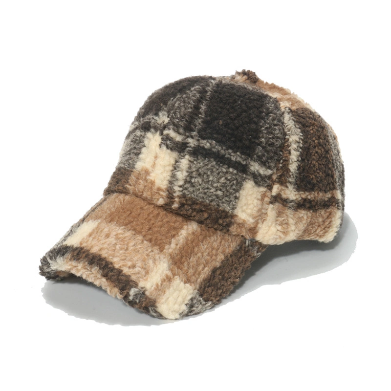 Gorra de béisbol de cuadrícula clásica de moda Lambswool de invierno caliente al por mayor Gorra deportiva para mujer hombres