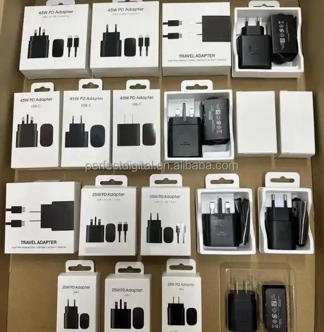 Adaptador tipo C carregamento rápido PD 25W 45W tipo Super Fast C carregadores para Sam Sung S21 Plus S22 Ta800 Ta845 Transformador USB-C.