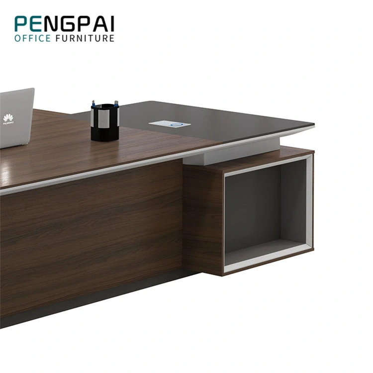 Mobilier moderne de luxe en forme de L Panneau en bois Meubles de bureau Bureau exécutif