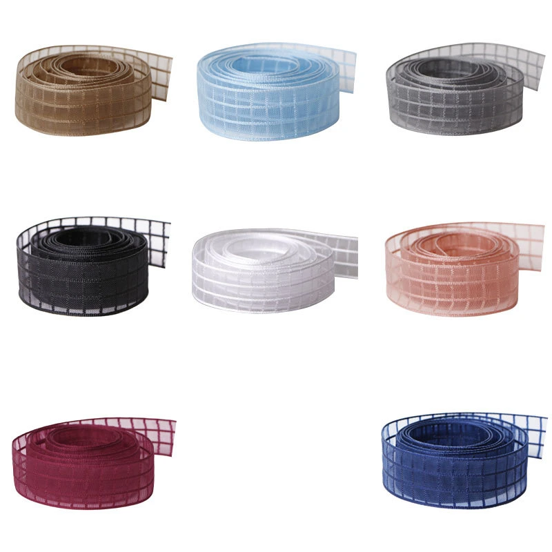 Ribbon 9-38mm Nylon Mesh Plaid Ribbon