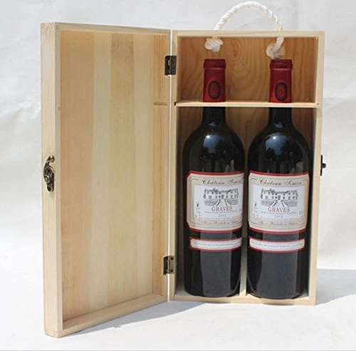 Descuento de alta calidad caja de vino de lujo Logotipo personalizado caja de embalaje de regalo de madera Caja de madera vino con el logotipo de personalizable