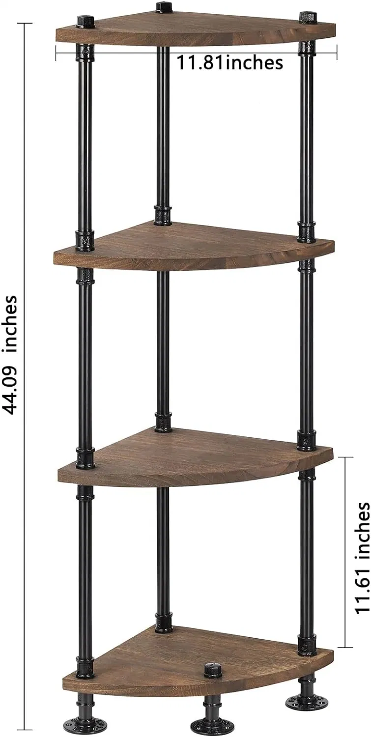 Industrial Shelves 4-Tier Pipe Corner Shelves for Living Room Bedroom Bathroom Kitchen