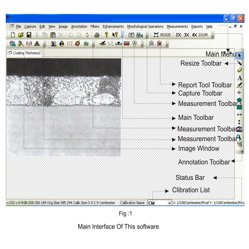 Análise de software Metavision Microscópio metalúrgico
