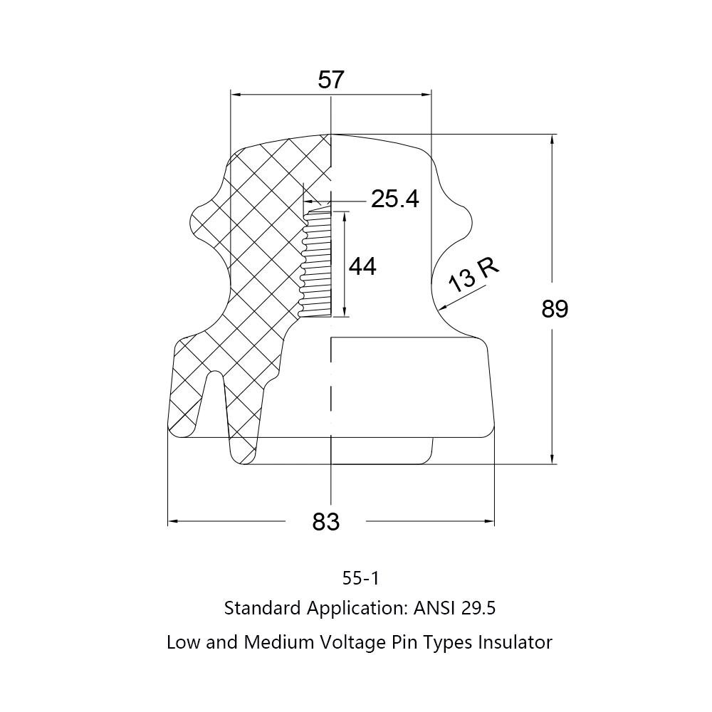 Low and Medium Voltage Pin Type Insulators 55-1 55-2 ANSI
