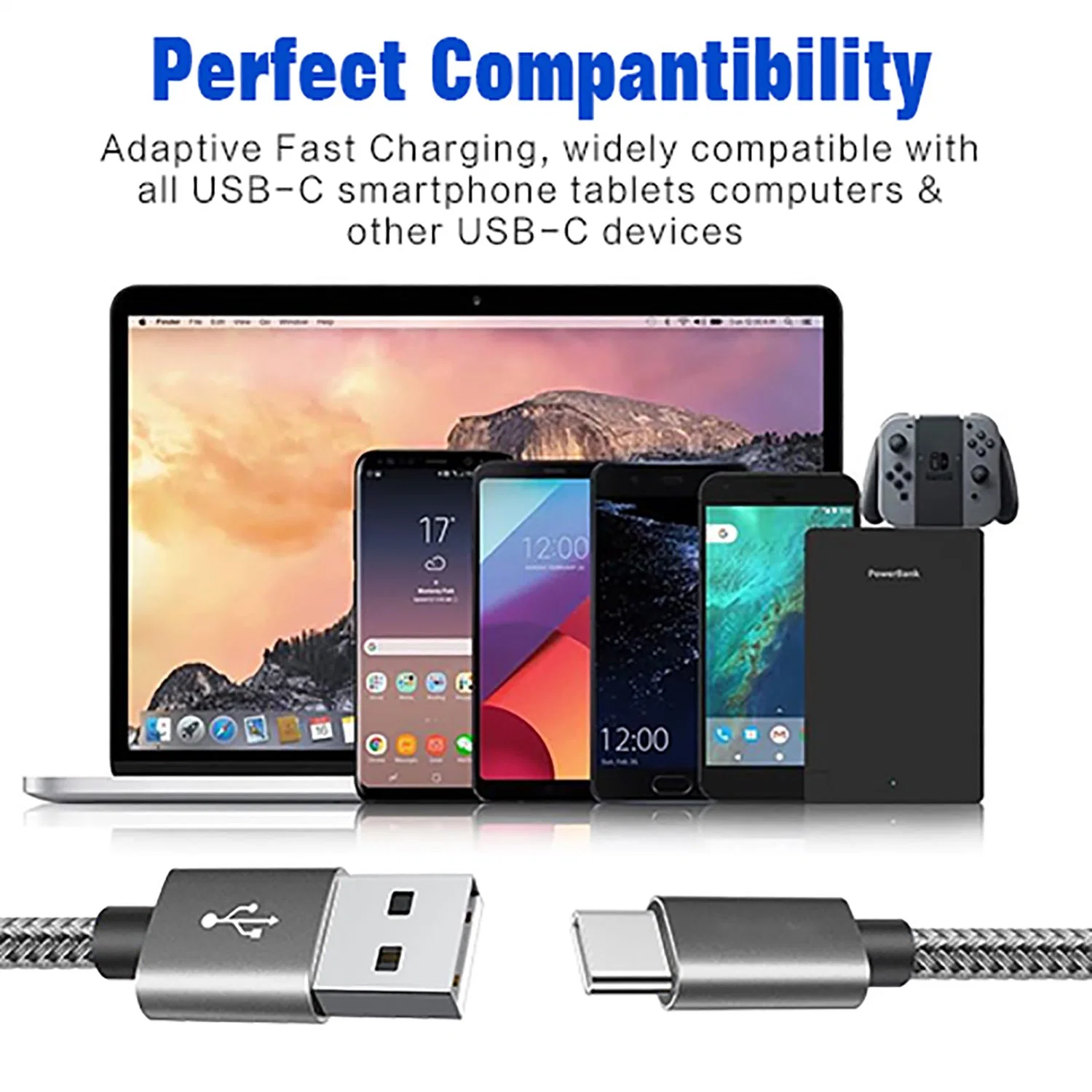 Cabo USB de carregamento rápido de 1 m de 3 m para Samsung Huawei Xiaomi nylon trançado telemóvel carregador de cabo telefone por grosso telemóvel Acessórios