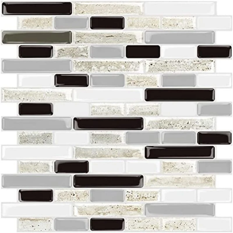 3D Backsplash Wall Tile Wallpaper: 1 Sheet Peel Stick Backsplash Tiles Brick Wall Stickers Wall Decal Panel Decor for Living Room Bedroom Backgrounds