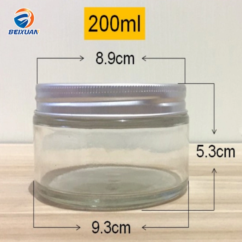 200ml Straight Round Glass Jar Aluminum Lid Sealed Jar Honey Snack Food Storage Box Seasoning