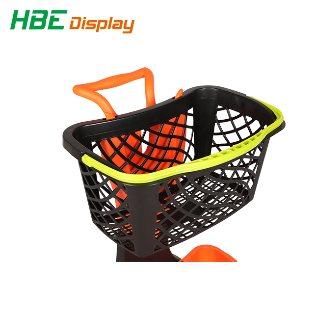 Grocery Boutique Nestable Pick-up Plastic Basket Shopping Trolley Cart