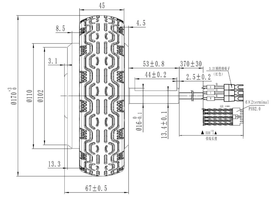 Dmke DSL65-3660 IP65 Waterproof 6.5 Inch 6nm 36V 180W 2m/S DC Brushless Wheel Hub Servo Motor for Electric Scooter Skateboard