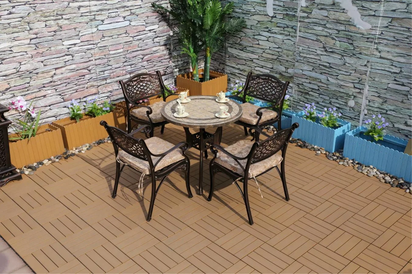Corrosion Resistant Cast Aluminum Frame Outdoor Garden and Patio Furniture Set Dining Garden Waterproof Chairs