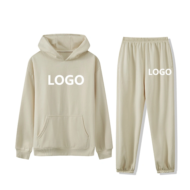 Wholesale/Supplier Heavy Fleece Cropped No String Hoodie Sets Custom Logo Tracksuits Sweatpants Work out Casual Men Sportswear Hoodies Sets